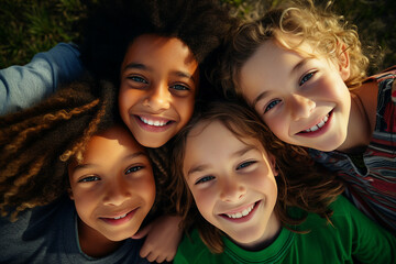 Fototapeta premium Generative ai collage image picture of pupil friends school break looking in camera happy smiling