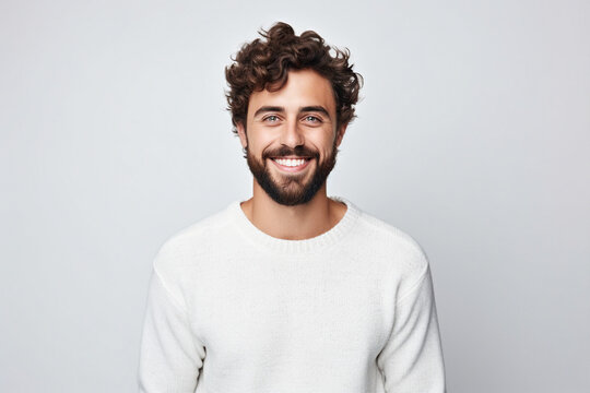 Generative AI picture image of attractive confident young businessman guy hot model appearance isolated background