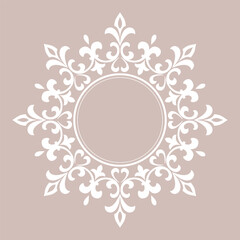 Decorative frame Elegant vector element for design in Eastern style, place for text. Floral beige and white border. Lace illustration for invitations and greeting cards