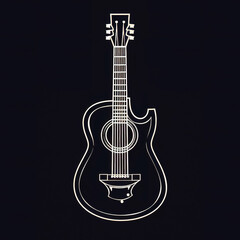 Minimalist illustration with a guitar, generative AI.
