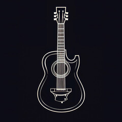 Fototapeta premium Minimalist illustration with a guitar, generative AI.