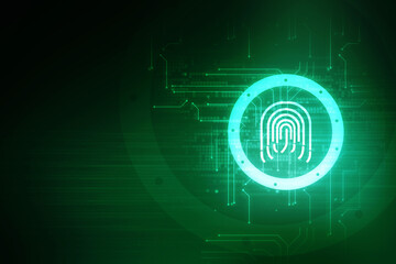 2d Illustration Fingerprint Scanning Technology Concept 