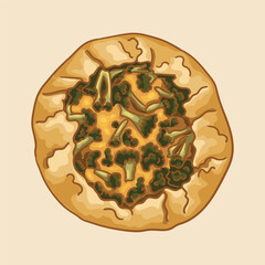 Broccoli and cheese galette. Popular types of galettes.