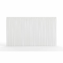 White curtains with horizontal pleats, 3d rendering