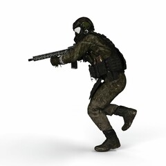 3D rendering of a soldier on a white background