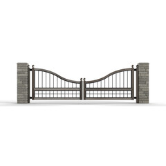 3D rendering of a gate isolated on a white background.
