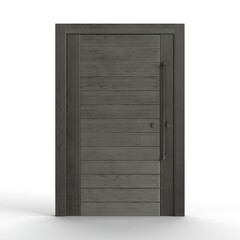 3D rendering of a modern front door isolated on a white background.