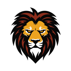 Fototapeta na wymiar Angry lion face logo, simple illustration symbol, esports style vector template