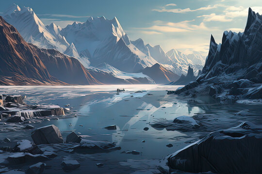 Beautiful Glacier Natural Scenery. AI technology generated image