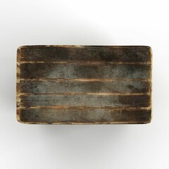 Overhead view of an old, wooden coffee table