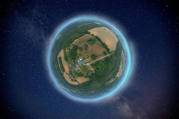 Tiny planet of Wareham in Dorset, UK