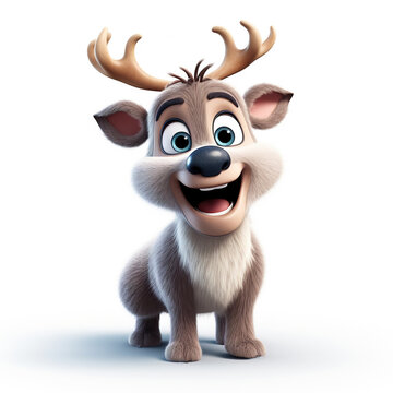 3d rendered illustration of a deer , cartoon character , on white