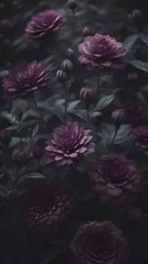 Badezimmer Foto Rückwand Dark Flowers in a Fantasy Setting Wallpaper © Koko
