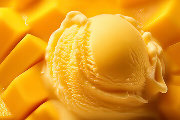 Mango Ice Cream. AI technology generated image