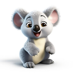 koala 3d cartoon character on white
