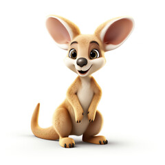 cute kangaroo with big eyes 3d cartoon character