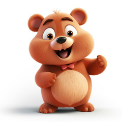 Fototapeta premium cute bear 3d cartoon character on white
