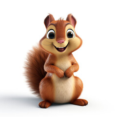 cute squirrel with big eyes cartoon character 3d