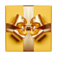 gold gift isolated on transparent background cutout