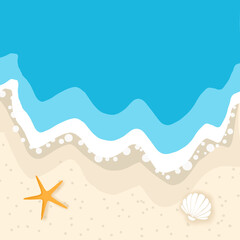 Fototapeta na wymiar Summer sea beach landscape view with starfish and shell wallpaper
