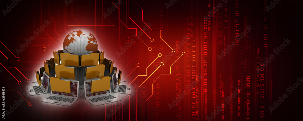 Poster 3d rendering computer folder network