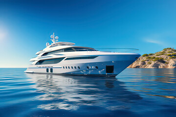 Luxury yachts at sea. AI technology generated image