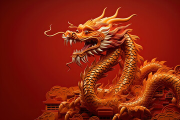 Obraz premium Background of China Dragon's Effectiveness. AI technology generated image