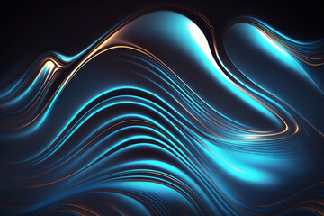 Dynamic abstract wavy wallpaper blue background, motion organic beautiful texture background, generated ai