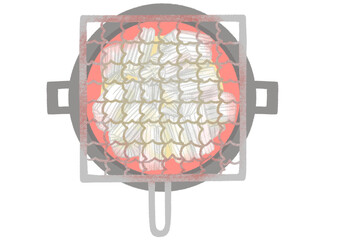 숯불화덕 일러스트 (탑뷰)