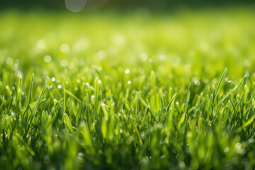 Fototapeta premium Spring Sunshine Grassland Background. AI technology generated image