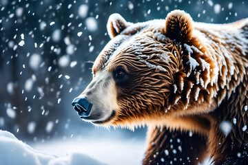 Fototapeta premium A bear on a snowy day. Generative Ai