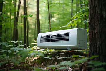 Air conditioning in the forest. AI technology generated image