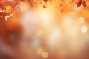 Naklejka na ściany i meble Autumn background with orange, Generative with Ai.