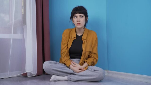 Paranoid young woman.