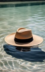Summer hat near swimming pool