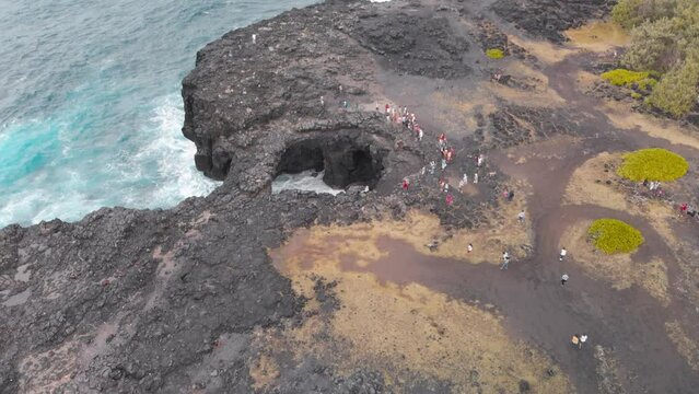 La Roche Qui Pleure, Mauritius. Drone point of view on a cloudy day
