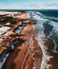 Aerial view over the beautiful Thunder Cove in Prince Edward Island, Canada