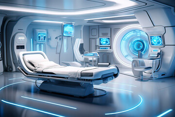 Indoor space of future medical warehouses. AI technology generated image