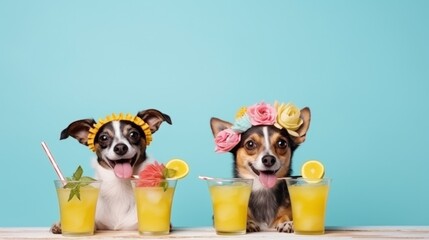 Cute dogs in summer hats