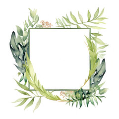 Watercolor natural frame for wedding invitation