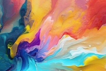 Vibrant Acrylic Symphony: Colorful Bright Swirls of Paint (Generative AI)