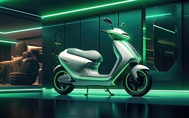 futuristic Sci-fi Electric scooter Concept retail store