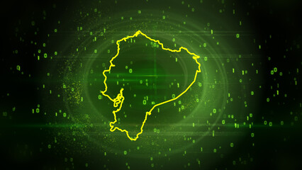Ecuador Map on Digital Technology Background