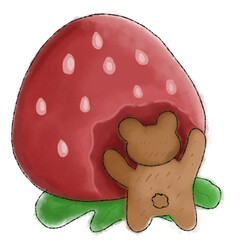 Teddy  bite strawberry isolated on white