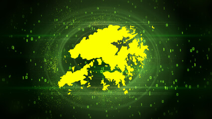 Fototapeta premium Hong Kong Map on Digital Technology Background