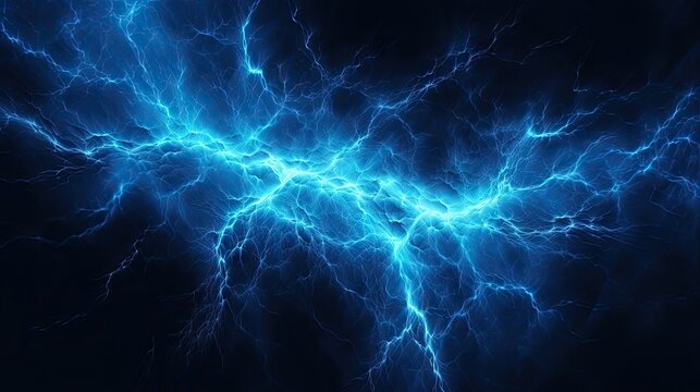 A dark blue background with vibrant lightning