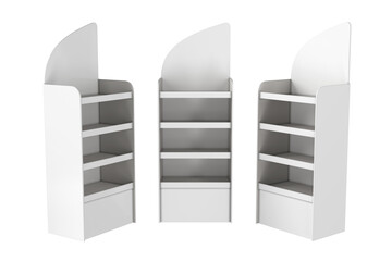 Trade temporary rack for products, without branding. 3d illustration