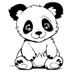 Fototapeta na wymiar panda bear. Cartoon outlined design