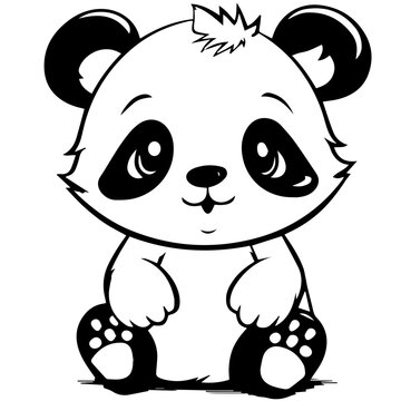 panda bear. Cartoon outlined design