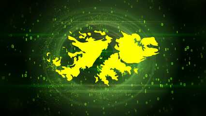Falkland Islands Map on Digital Technology Background
